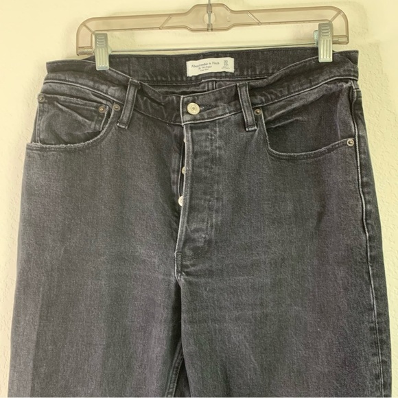 Abercrombie & fitch womens charcoal the 90s baggy low rise button fly jeans 10 - Picture 4 of 10